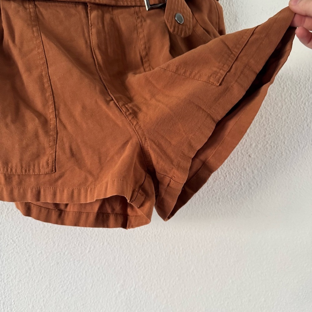 Boho Safari Forever 21 High Waisted Belted Shorts Cargo Utility Large Gorpcore - Picture 11 of 16